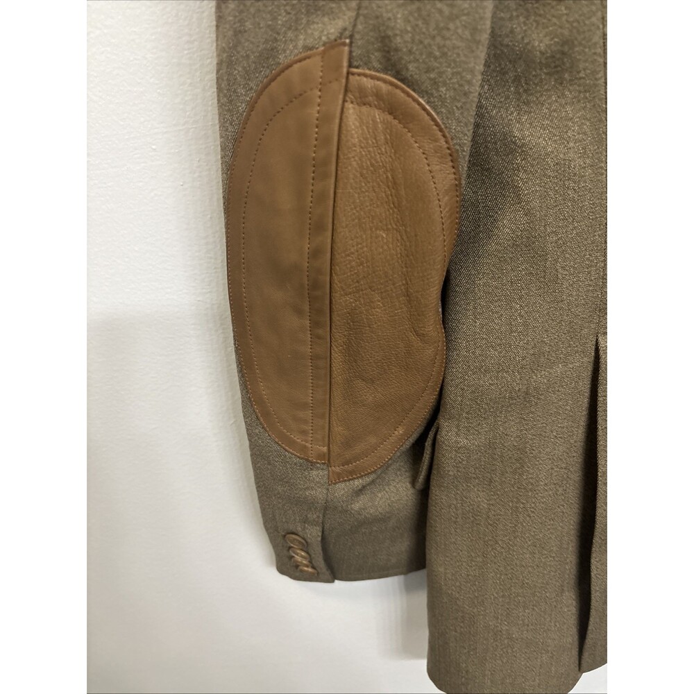 Wathne Women’s 100% Wool Jacket Coat With Leather Collar And Sleeve Patch Size 6 - Picture 10 of 13